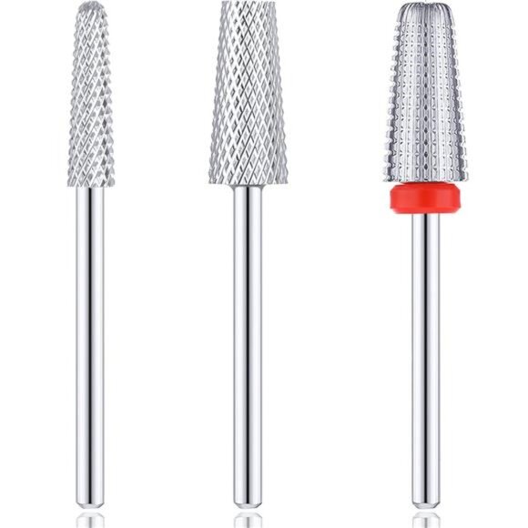 3 Pieces Nail Drill Bits Set, Nail Carbide 5 in 1 Bit, Tapered Barrel Carbide - Picture 1 of 8